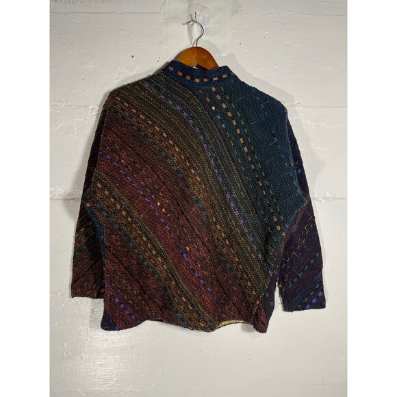 B. Jane Doub Handwoven Jacket Large Multicolor Art to Wear Fiber Knit Button - Picture 10 of 15